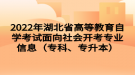 2022年湖北省高等教育自學(xué)考試面向社會(huì)開(kāi)考專(zhuān)業(yè)信息（專(zhuān)科、專(zhuān)升本）