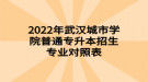 2022年武漢城市學(xué)院普通專升本招生專業(yè)對(duì)照表