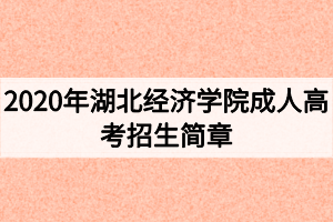 2020年湖北經(jīng)濟(jì)學(xué)院成人高考招生簡章