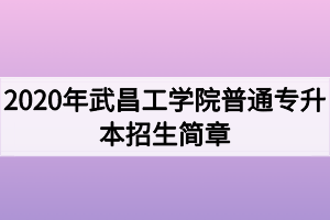 2020年武昌工學院普通專升本招生簡章