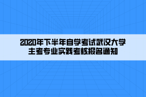 2020年下半年自學(xué)考試武漢大學(xué)主考專業(yè)實(shí)踐考核報(bào)名通知