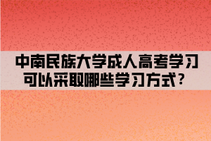 中南民族大學成人高考學習可以采取哪些學習方式？