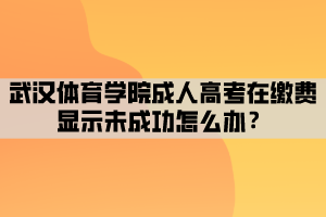 武漢體育學院成人高考在繳費顯示未成功怎么辦？