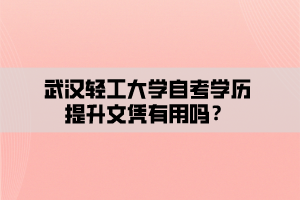 武漢輕工大學(xué)自考學(xué)歷提升文憑有用嗎？