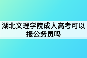 湖北文理學(xué)院成人高考可以報公務(wù)員嗎？