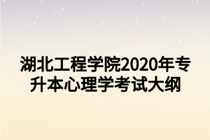 湖北工程學(xué)院2020年專升本心理學(xué)考試大綱