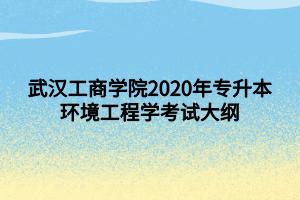 武漢工商學院2020年專升本環(huán)境工程學考試大綱