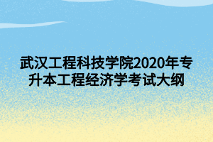 武漢工程科技學(xué)院2020年專升本工程經(jīng)濟學(xué)考試大綱