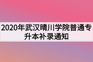 2020年武漢晴川學(xué)院普通專升本補(bǔ)錄通知