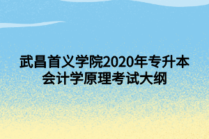 武昌首義學(xué)院2020年專升本會(huì)計(jì)學(xué)原理考試大綱