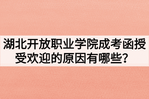 湖北開放職業(yè)學(xué)院成考函授受歡迎的原因有哪些？