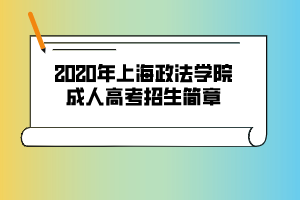 2020年上海政法學院成人高考招生簡章