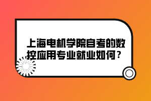 上海電機(jī)學(xué)院自考的數(shù)控應(yīng)用專業(yè)就業(yè)如何？