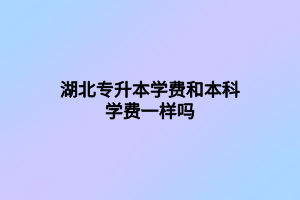 湖北專升本學(xué)費和本科學(xué)費一樣嗎