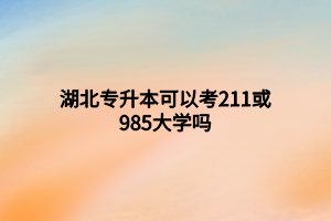 湖北專升本可以考211或985大學嗎