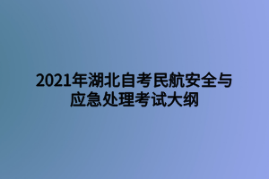 2021年湖北自考民航安全與應(yīng)急處理考試大綱