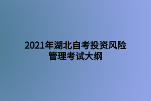 2021年湖北自考投資風險管理考試大綱