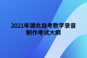 2021年湖北自考數(shù)字錄音制作考試大綱