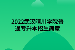 2022武漢晴川學(xué)院普通專升本招生簡章