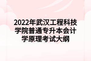 2022年武漢工程科技學(xué)院普通專升本會(huì)計(jì)學(xué)原理考試大綱