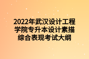 2022年武漢設計工程學院專升本設計素描綜合表現(xiàn)考試大綱