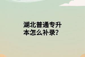 湖北普通專升本怎么補錄？